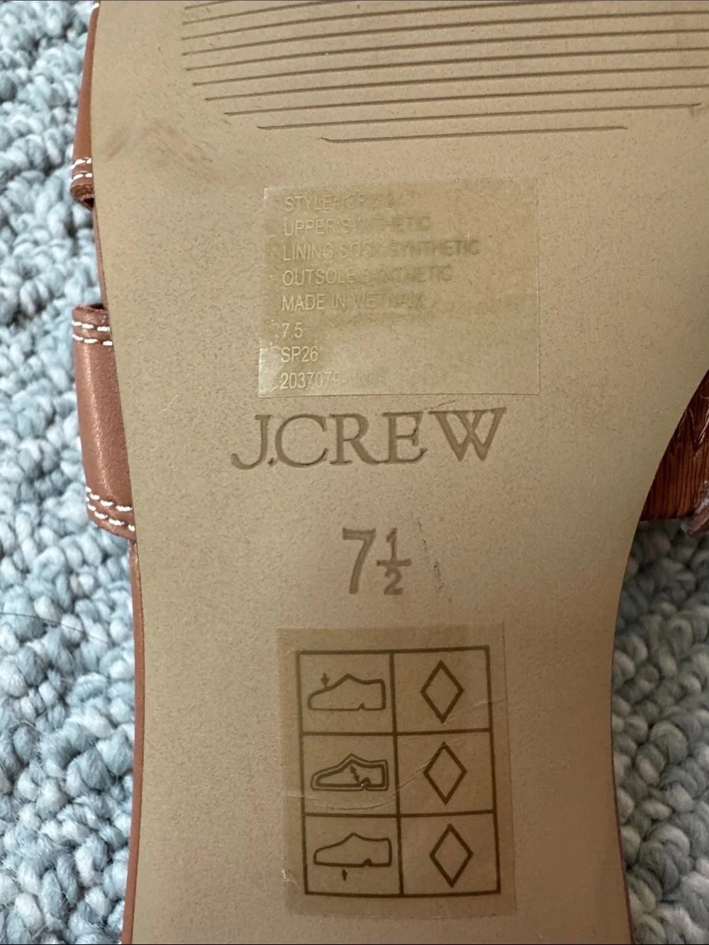 J. Crew Brown Leather Slide Mules with Gold Accent